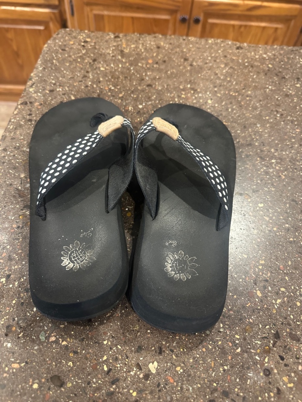 Yellow Box Black Polka Dot Flip-Flop Sandals - Picture 3 of 5